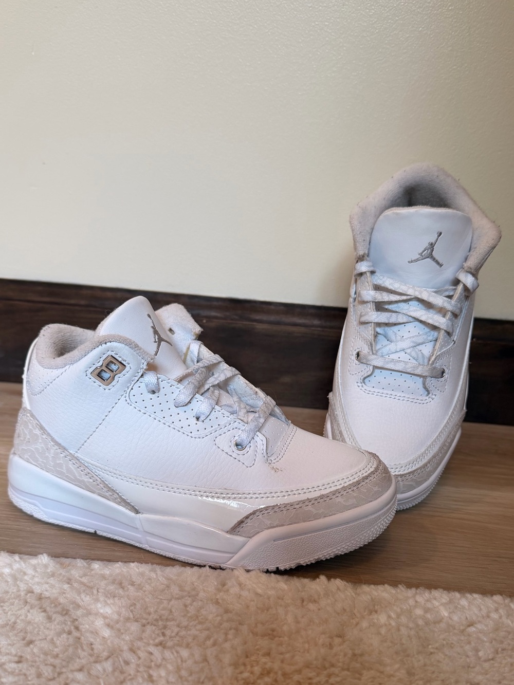 Jordan Kids White and Light Gray High Top Retro Sneaker